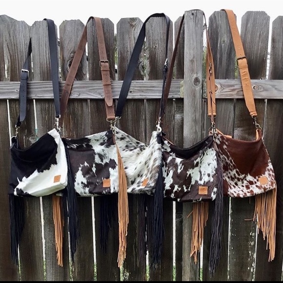 Saddle Road Co. Cowhide & Leather Bag with Fringe. - Picture 3 of 8